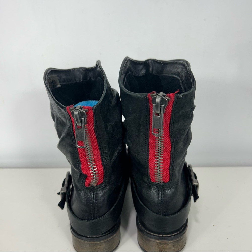 REMONTE black leather moto combat boots - Picture 7 of 11